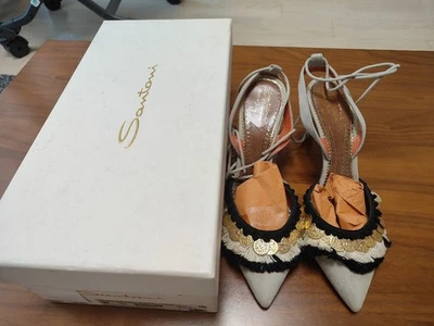 NUEVO SANTONI Gamuza Cuero Tacones Cordones Gris Con Flecos Para Mujer Talla 6 Foto 1 de 4