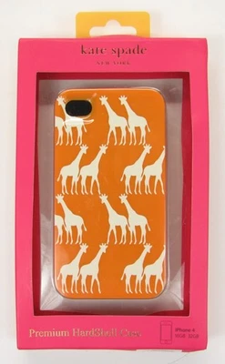 Funda Rara Kate Spade iPhone 4 - Naranja Estampado Jirafa Premium Carcasa Rígida Diseñador Foto 1 de 4