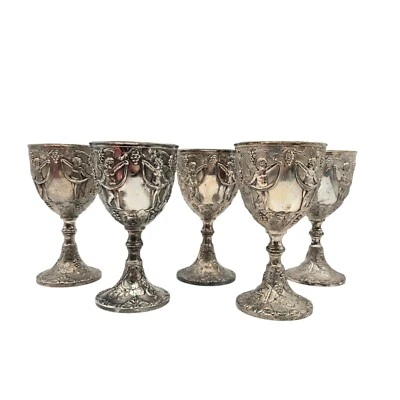 Copas de vino de colección pesadas C & Co Baco hoja de uva vid 6" de tal Foto 1 de 4