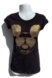 Disney Store Women Mickey Mouse Metallic Spell out Short Sleeve Top XS - Picture 1 of 4