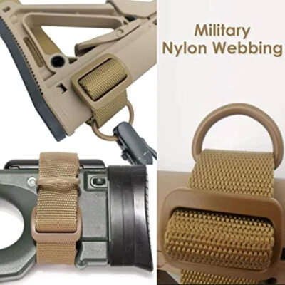 Tactical Gun Sling Adjustable Rifle Sling 1.25” Strap with D Ring Loop Hunting - Image 1 of 4