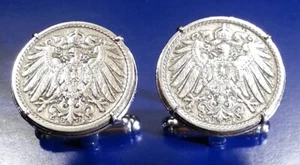 Antik 1890-1915 Kaiserreich Deutscher Adler Schild Deutschland Kaiserreich Münze Manschettenknöpfe! - Bild 1 von 6