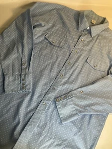 Malco Modes vintage pearl snap 17 1/2-34 blue polka dot button shirt XL - Picture 1 of 7