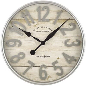 20" White and Galvanized Raised Arabic Farmhouse Analog Wall Clock - Picture 1 of 5