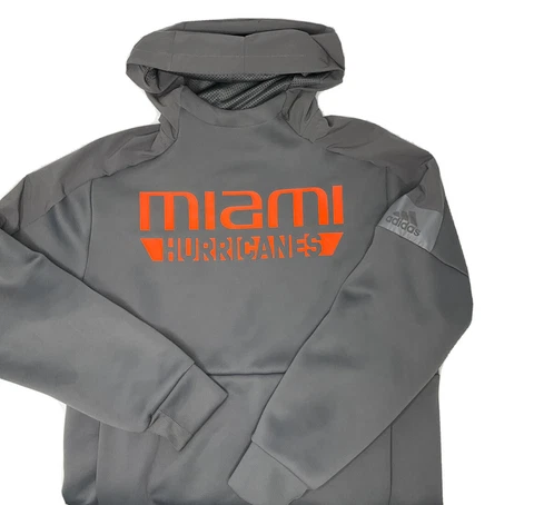 Adidas NCAA Miami Hurricanes Hoodie Pullover Game Mode Gray Orange Men Sz M Cover