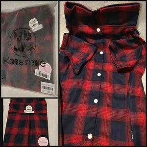 Koneseve Dog Shirt, Pet Plaid Shirt Polo Clothes T-Shirt, Red/Black Size 4XL New - Picture 1 of 9