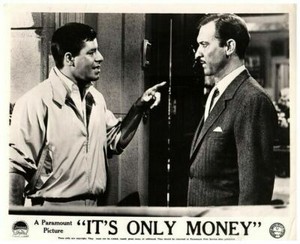 Its Only Money Original Lobby Card Jerry Lewis points at Zachary Scott 1962