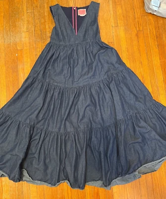 Vestido midi Kate Spade azul cambray sin mangas Vineyard talla 00 Foto 1 de 4