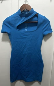 Urban Outfitters Blue Kenan Cutout Mini Dress Womens XS UO Y2K Bodycon - Picture 1 of 6