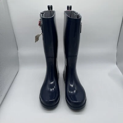 Botas de chuva Nautica femininas azuis tamanho 7 fivela vermelha novas com etiquetas LEIA A DESCRIÇÃO - Imagem 1 de 4