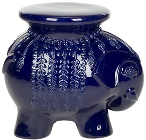 Elephant Ceramic Decorative Garden Stool Navy - Picture 1 of 4
