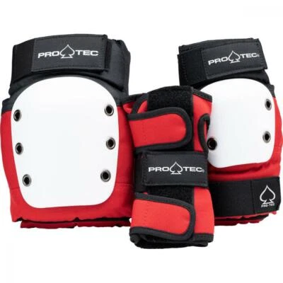 Pro-Tec Street Gear Junior 3er Pack Sicherheitspad Set rot/weiß/schwarz Jugend