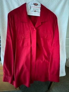 *Karen Scott II rot Satin Button Down Damen Langarm Plus Top 1X - Bild 1 von 6