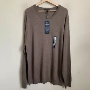 Hart Schaffner Marx Sweater Taupe V-Neck Extra Fine Merino Wool (2 Sizes) NEW - Picture 1 of 12