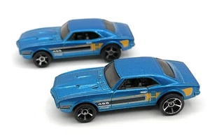 2009 Hot Wheels Blue '67 Pontiac Firebird 400 Diecast Plastic 1:64 Malaysia x 2 - Picture 1 of 7