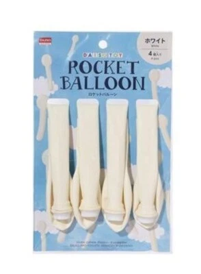 "Daiso Rocket Globo Blanco 4 piezas: ¡Vuela alto en el cielo con diversión juguetona!" Foto 1 de 3