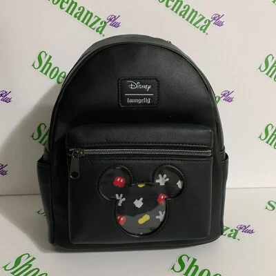 Loungefly Mini Backpack Disney Mickey Mouse Pin Collector Pockets Black Bag - Image 1 of 4