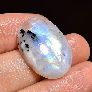 30.00 Cts Natural Tourmalinated Moonstone Gemstone Oval Cabochon 27X19X7 mm - Picture 1 of 6