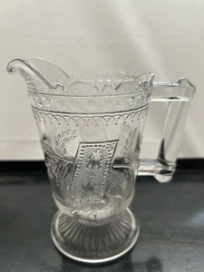 Antique Glass Creamer By Adam & Co Pattern Good luck - Picture 1 of 7