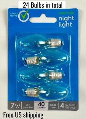 Simply Done Bombilla Transparente Luz Nocturna 7W 40 Lúmenes Paquete de 4 Juego de 6 Foto 1 de 3