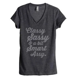 THREAD TANK Classy Sassy Cheeky T-Shirt – NEW with tags! – Black Gray Medium - Picture 1 of 10
