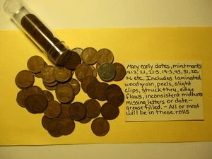 Circulated Wheat Roll Laminated / Various error, flaws, peels etc. (52) Coins - Picture 1 of 3