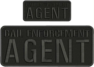 BAIL ENFORCEMENT AGENT 2 EMBROIDERY PATCHS 10X4 AND 5X2'' VELCR@ ON BACK - Picture 1 of 15