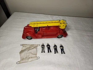 Vintage German Fire Truck Hook and Ladder with Celluloid Firefighters Safety Net - Picture 1 of 19