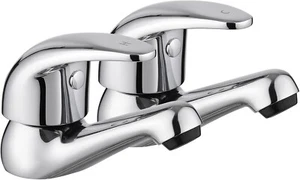 JASSFERRY Chrome Pair of Basin Taps Hot and Cold Water Bathroom Sink Tap Top Lev - Picture 1 of 6