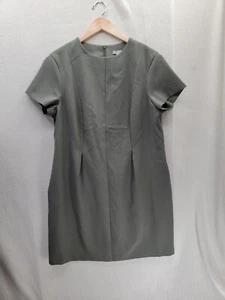 NUEVO CON ETIQUETAS H&M Vestido Verde Oliva Manga Corta Plisado Vaina Cremallera Trasera Talla XL - Imagen 1 de 8