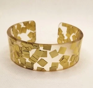 Gold-Flecked Lucite Cuff Bracelet - Picture 1 of 3