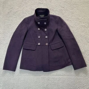 St. John Jacket Womens 4 Purple Double Breasted Peacoat Angora Wool Cashmere - Picture 1 of 14