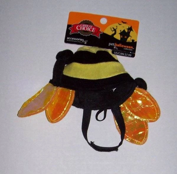 Peluche Abeja Perro Sombrero Negro y Amarillo con Alas y Antenas Disfraz Halloween Foto 1 de 1