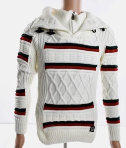 Dual shawl collar cable knit sweater-cream - Picture 1 of 4