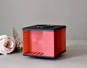 Vintage Audio Cassette Tape Holder Rotating Red Cassette Storage Stand Display - Picture 1 of 10