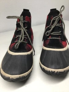 Sorel Out n' About Damengröße 10 rot & schwarz Büffel Karo wasserdicht Stiefel - Bild 1 von 9