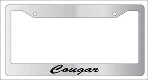 Chrome License Plate Frame CURSIVE COUGAR Auto Accessory 1889 - Picture 1 of 1