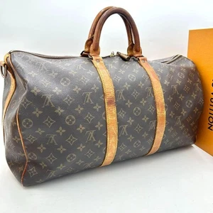 LOUIS VUITTON Keepall 45 Bandouliere Travel Bag Monogram Brown PVC Japan 130334K - Picture 1 of 16