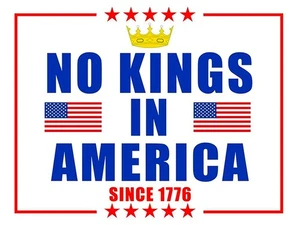Letrero No Kings in America (blanco) - Anti-Trump 2025 18x24 yardas con estaca - Imagen 1 de 1