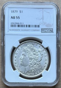 1879 $1 NGC AU 55 1879 MORGAN SILVER DOLLAR - Picture 1 of 2