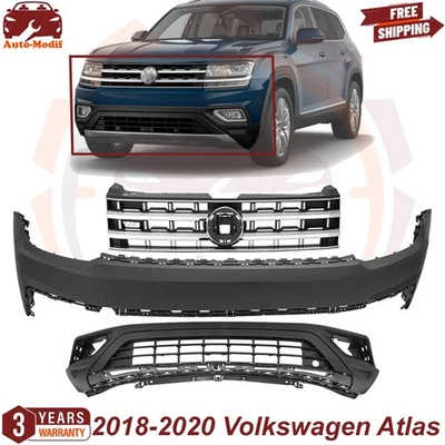 Front Bumper Cover Primed & Grille Assembly For 2018-2020 Volkswagen Atlas Foto 1 de 4