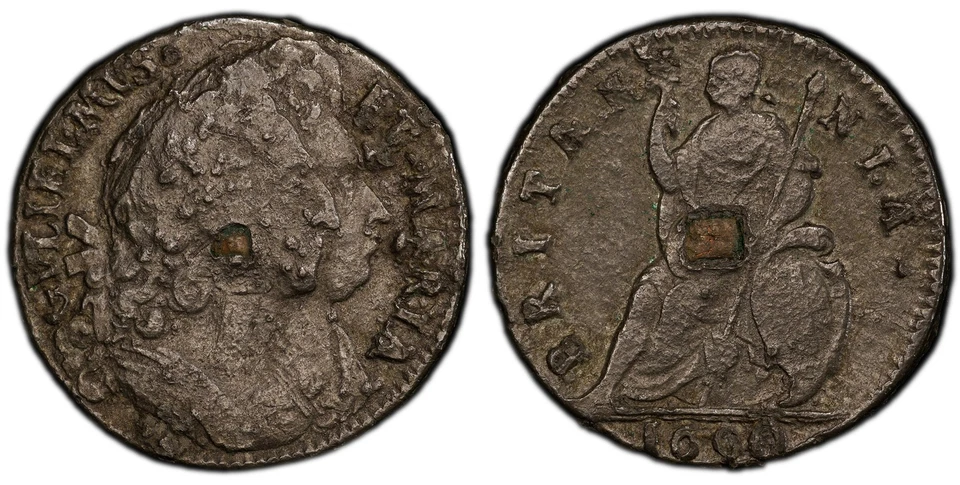 England William and Mary 1690 Tin Farthing. PCGS Genuine KM 466.1; S-3451 - Image 1 of 1
