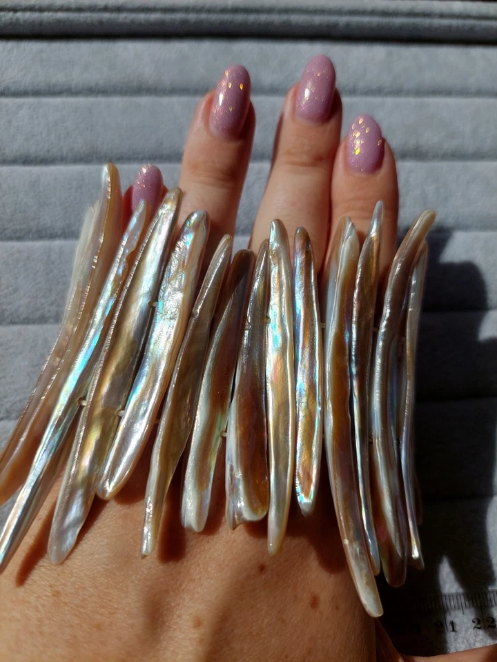 Wunderschönes längliches Perlmutt-Armband dehnbarer breiter Armreif✨️ - Bild 1 von 4