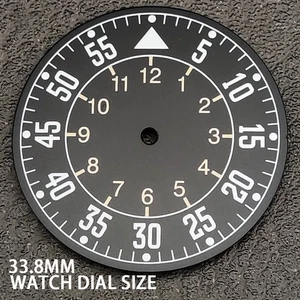 33.8mm Green Luminous Black Pilot Watch Dial for NH35 Movement Watch Repair Part - Picture 1 of 6