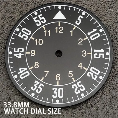 33.8mm Green Luminous Black Pilot Watch Dial for NH35 Movement Watch Repair Part - Image 1 of 4