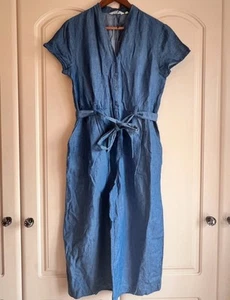 Seasalt ‘Treen Cove’ Pocketed Cotton & Linen Blend Cullotte Jumpsuit Size 14 - Picture 1 of 8