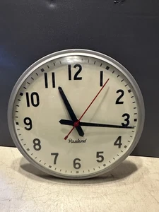 Vintage Rauland 12" Round Flush Mount Industrial School Wall Clock - Picture 1 of 5