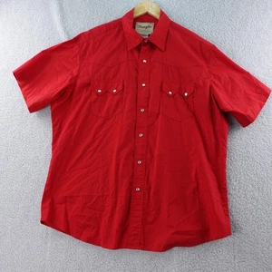 Wrangler Mens XL Western Fashion Red Pearl Snap Shirt Short Sleeve Cowboy Rodeo - Picture 1 of 6
