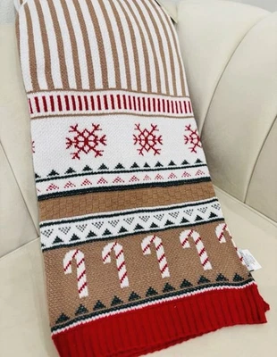 "Manta impresa de copos de nieve y bastón de caramelo decoración navideña 50""x70""" Foto 1 de 4