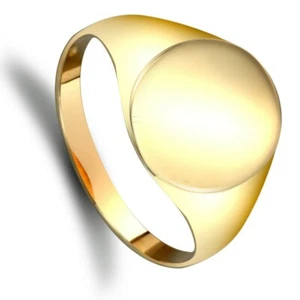 9ct Yellow Gold Oval Signet Ring Gents Fully Hallmarked - Picture 1 of 4